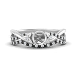 Load image into Gallery viewer, twisted-daisy-semi-mount-black-diamond-bridal-ring-set-in-white-gold-FD9986B2SMGBLACK-NL-WG
