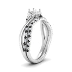 Load image into Gallery viewer, twisted-daisy-semi-mount-black-diamond-bridal-ring-set-in-white-gold-FD9986B2SMGBLACK-NL-WG
