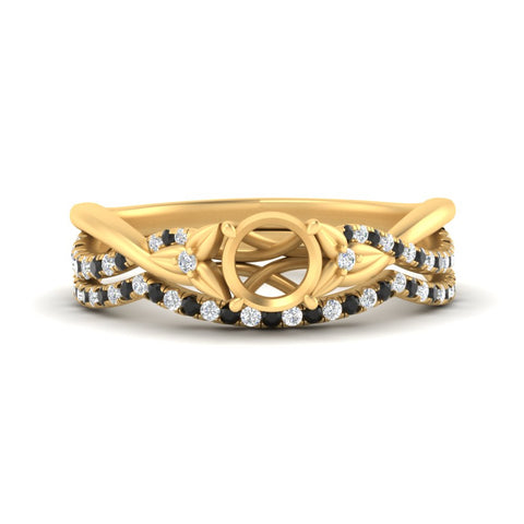 twisted-daisy-semi-mount-black-diamond-bridal-ring-set-in-yellow-gold-FD9986B2SMGBLACK-NL-YG