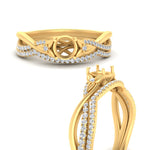Load image into Gallery viewer, twisted-daisy-semi-mount-diamond-bridal-ring-set-in-yellow-gold-FD9986B2SM-NL-YG
