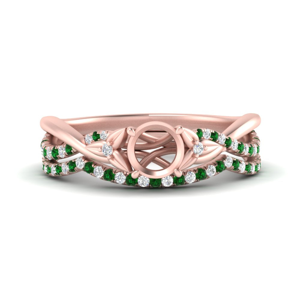 twisted-daisy-semi-mount-emerald-bridal-ring-set-in-rose-gold-FD9986B2SMGEMGR-NL-RG