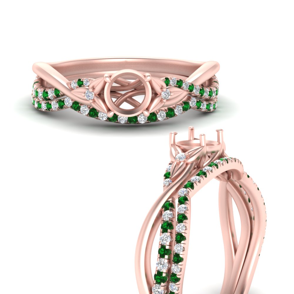 twisted-daisy-semi-mount-emerald-bridal-ring-set-in-rose-gold-FD9986B2SMGEMGR-NL-RG