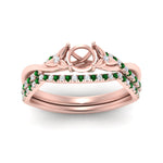 Load image into Gallery viewer, twisted-daisy-semi-mount-emerald-bridal-ring-set-in-rose-gold-FD9986B2SMGEMGR-NL-RG
