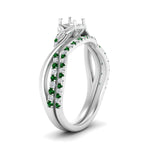 Load image into Gallery viewer, twisted-daisy-semi-mount-emerald-bridal-ring-set-in-white-gold-FD9986B2SMGEMGR-NL-WG

