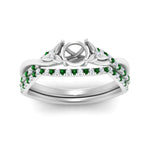 Load image into Gallery viewer, twisted-daisy-semi-mount-emerald-bridal-ring-set-in-white-gold-FD9986B2SMGEMGR-NL-WG

