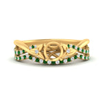 Load image into Gallery viewer, twisted-daisy-semi-mount-emerald-bridal-ring-set-in-yellow-gold-FD9986B2SMGEMGR-NL-YG
