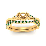 Load image into Gallery viewer, twisted-daisy-semi-mount-emerald-bridal-ring-set-in-yellow-gold-FD9986B2SMGEMGR-NL-YG
