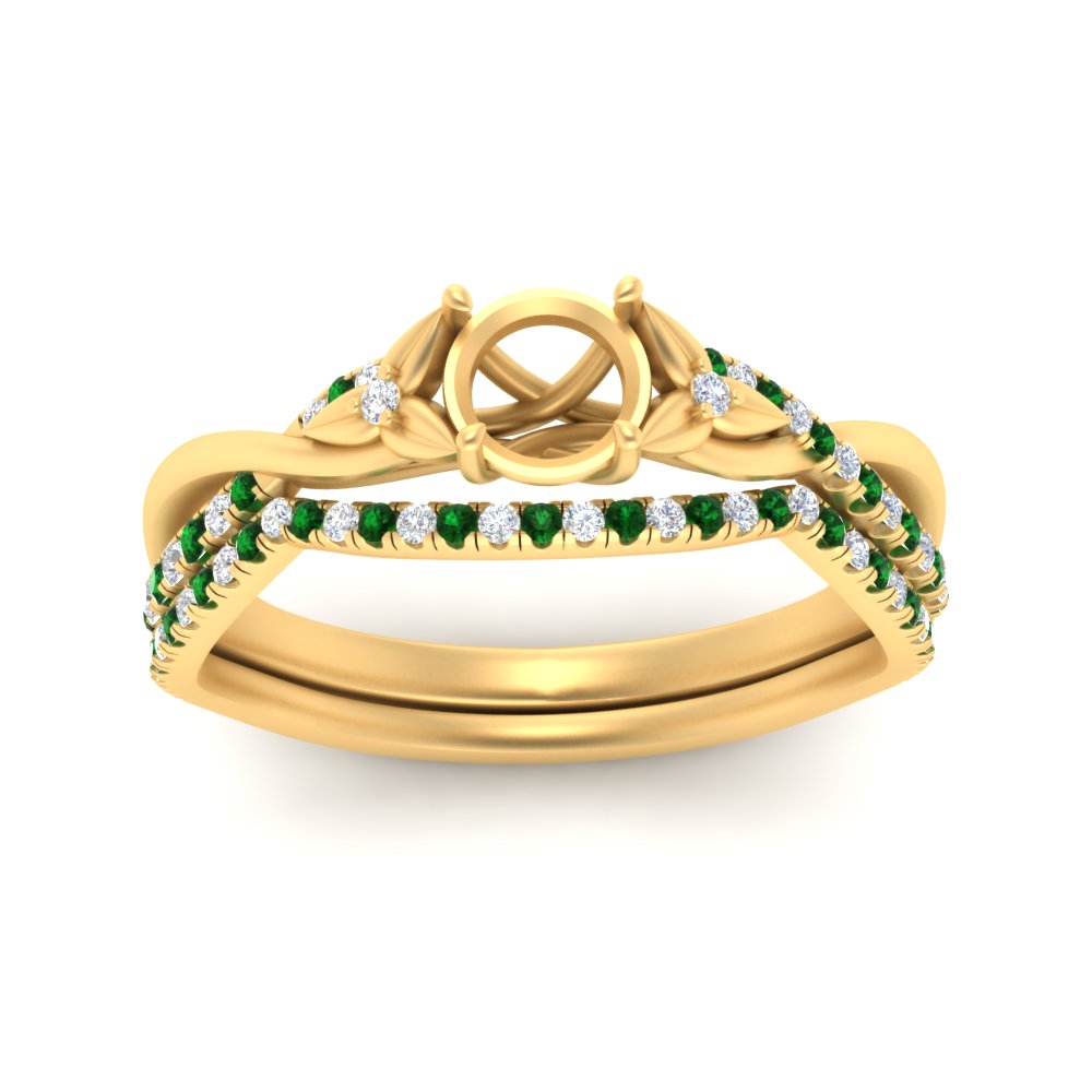 twisted-daisy-semi-mount-emerald-bridal-ring-set-in-yellow-gold-FD9986B2SMGEMGR-NL-YG
