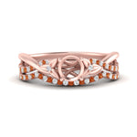 Load image into Gallery viewer, twisted-daisy-semi-mount-orange-sapphire-bridal-ring-set-in-rose-gold-FD9986B2SMGSAOR-NL-RG

