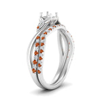 Load image into Gallery viewer, twisted-daisy-semi-mount-orange-sapphire-bridal-ring-set-in-white-gold-FD9986B2SMGSAOR-NL-WG
