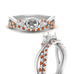 Load image into Gallery viewer, twisted-daisy-semi-mount-orange-sapphire-bridal-ring-set-in-white-gold-FD9986B2SMGSAOR-NL-WG
