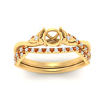 Load image into Gallery viewer, twisted-daisy-semi-mount-orange-sapphire-bridal-ring-set-in-yellow-gold-FD9986B2SMGSAOR-NL-YG
