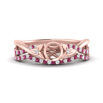 Load image into Gallery viewer, twisted-daisy-semi-mount-pink-sapphire-bridal-ring-set-in-rose-gold-FD9986B2SMGSADRPI-NL-RG
