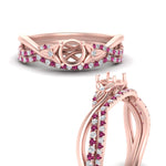 Load image into Gallery viewer, twisted-daisy-semi-mount-pink-sapphire-bridal-ring-set-in-rose-gold-FD9986B2SMGSADRPI-NL-RG
