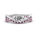 Load image into Gallery viewer, twisted-daisy-semi-mount-pink-sapphire-bridal-ring-set-in-white-gold-FD9986B2SMGSADRPI-NL-WG
