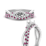 Load image into Gallery viewer, twisted-daisy-semi-mount-pink-sapphire-bridal-ring-set-in-white-gold-FD9986B2SMGSADRPI-NL-WG
