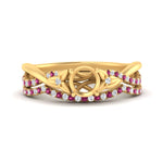 Load image into Gallery viewer, twisted-daisy-semi-mount-pink-sapphire-bridal-ring-set-in-yellow-gold-FD9986B2SMGSADRPI-NL-YG
