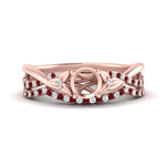 Load image into Gallery viewer, twisted-daisy-semi-mount-ruby-bridal-ring-set-in-rose-gold-FD9986B2SMGRUDR-NL-RG
