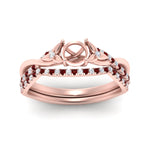 Load image into Gallery viewer, twisted-daisy-semi-mount-ruby-bridal-ring-set-in-rose-gold-FD9986B2SMGRUDR-NL-RG
