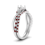 Load image into Gallery viewer, twisted-daisy-semi-mount-ruby-bridal-ring-set-in-white-gold-FD9986B2SMGRUDR-NL-WG
