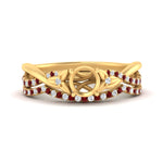 Load image into Gallery viewer, twisted-daisy-semi-mount-ruby-bridal-ring-set-in-yellow-gold-FD9986B2SMGRUDR-NL-YG
