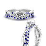 Load image into Gallery viewer, twisted-daisy-semi-mount-sapphire-bridal-ring-set-in-white-gold-FD9986B2SMGSABL-NL-WG
