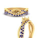 Load image into Gallery viewer, twisted-daisy-semi-mount-sapphire-bridal-ring-set-in-yellow-gold-FD9986B2SMGSABL-NL-YG
