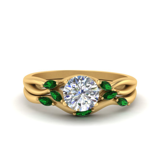 twisted-diamond-round-cut-wedding-band-sets-with-emerald-in-yellow-gold-FD8300ROGEMGR-NL-YG