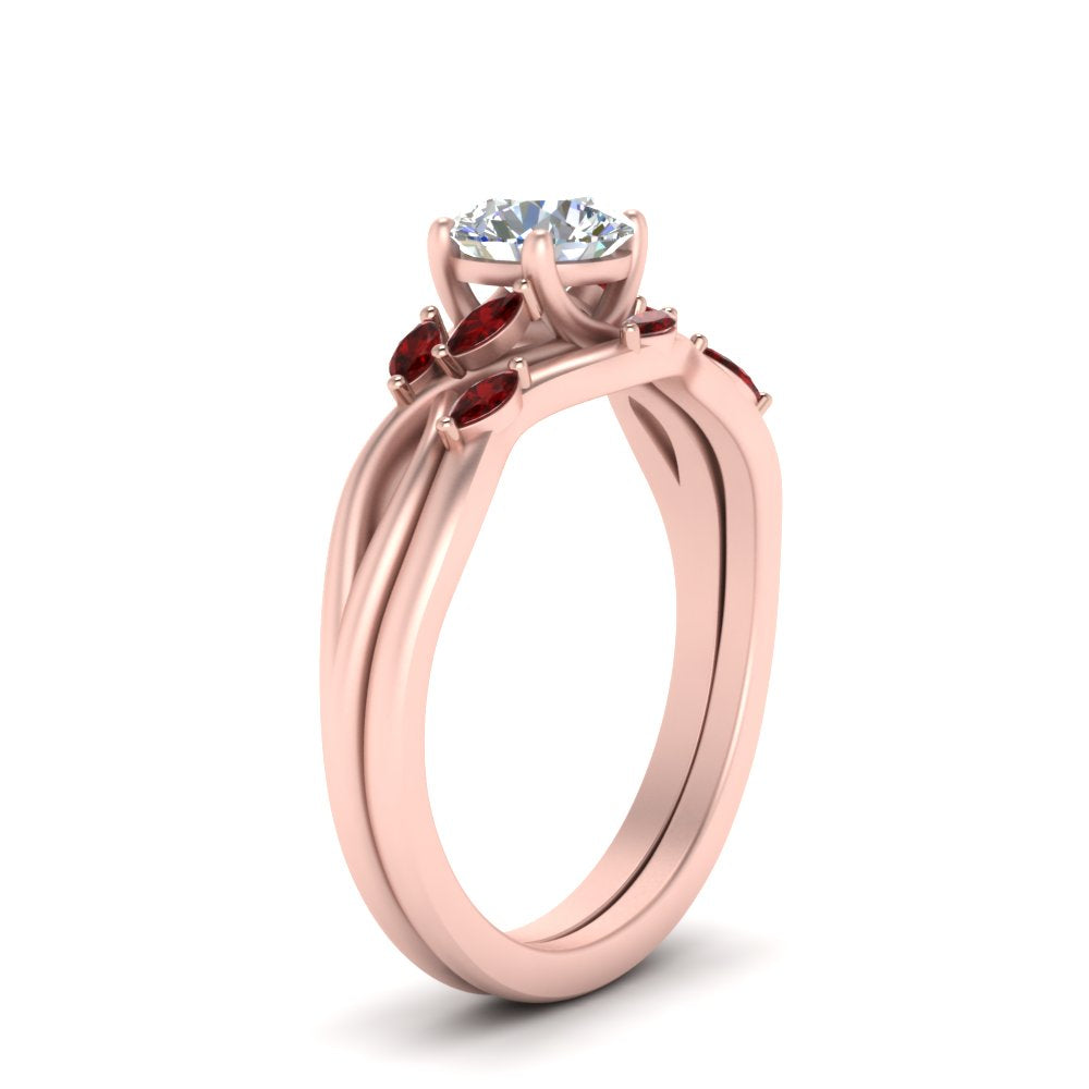 twisted-diamond-round-cut-wedding-band-sets-with-ruby-in-rose-gold-FD8300ROGRUDR-NL-RG