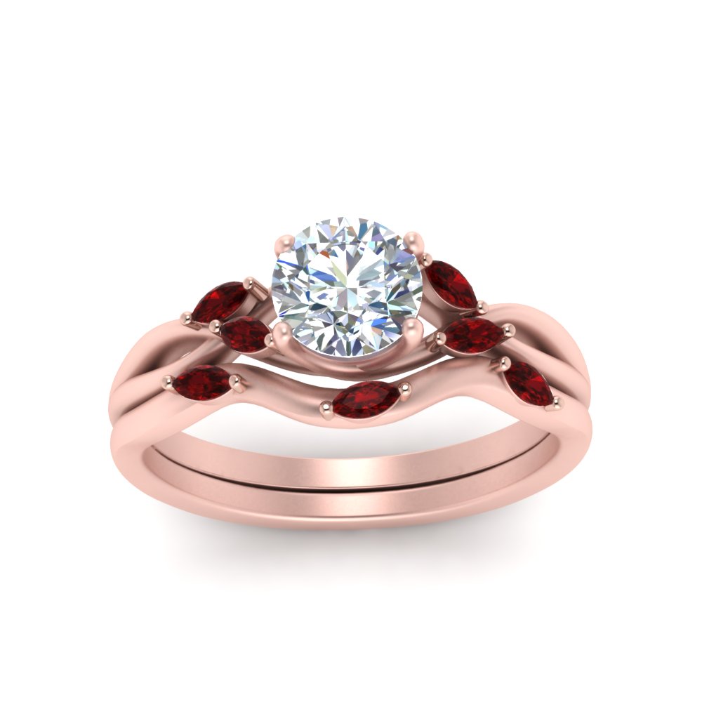 twisted-diamond-round-cut-wedding-band-sets-with-ruby-in-rose-gold-FD8300ROGRUDR-NL-RG