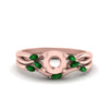 Load image into Gallery viewer, twisted-diamond-semi-mount-wedding-band-sets-with-emerald-in-rose-gold-FD8300SMGEMGR-NL-RG