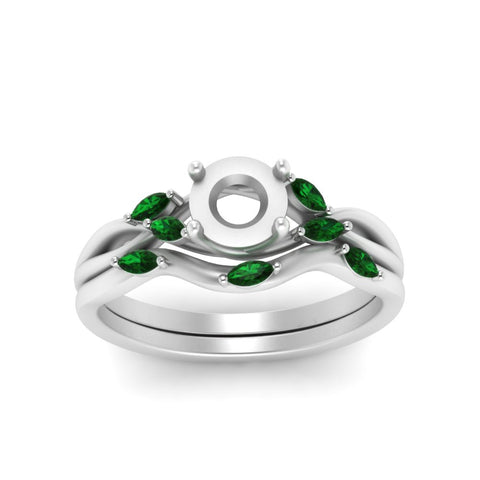 twisted-diamond-semi-mount-wedding-band-sets-with-emerald-in-white-gold-FD8300SMGEMGR-NL-WG
