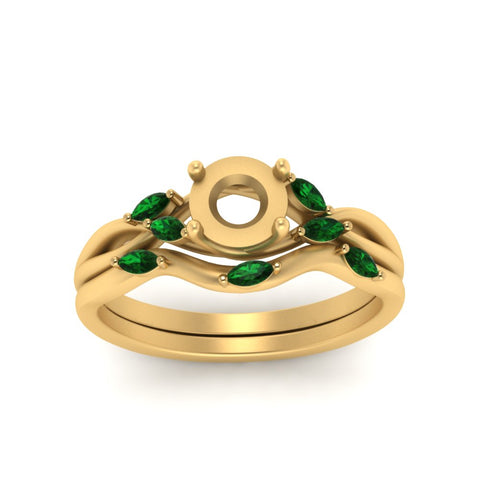 twisted-diamond-semi-mount-wedding-band-sets-with-emerald-in-yellow-gold-FD8300SMGEMGR-NL-YG