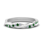 Load image into Gallery viewer, twisted-diamond-wedding-band-with-emerald-in-white-gold-FDENS3301BGEMGR-NL-WG.jpg
