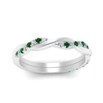 Load image into Gallery viewer, twisted-diamond-wedding-band-with-emerald-in-white-gold-FDENS3301BGEMGR-NL-WG.jpg
