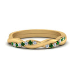 Load image into Gallery viewer, twisted-diamond-wedding-band-with-emerald-in-yellow-gold-FDENS3301BGEMGR-NL-YG.jpg
