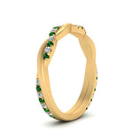 Load image into Gallery viewer, twisted-diamond-wedding-band-with-emerald-in-yellow-gold-FDENS3301BGEMGR-NL-YG.jpg
