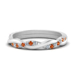 Load image into Gallery viewer, twisted-diamond-wedding-band-with-orange-sapphire-in-white-gold-FDENS3301BGSAOR-NL-WG.jpg
