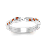 Load image into Gallery viewer, twisted-diamond-wedding-band-with-orange-sapphire-in-white-gold-FDENS3301BGSAOR-NL-WG.jpg
