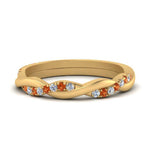 Load image into Gallery viewer, twisted-diamond-wedding-band-with-orange-sapphire-in-yellow-gold-FDENS3301BGSAOR-NL-YG.jpg
