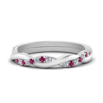 Load image into Gallery viewer, twisted-diamond-wedding-band-with-pink-sapphire-in-white-gold-FDENS3301BGSADRPI-NL-WG.jpg
