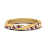 Load image into Gallery viewer, twisted-diamond-wedding-band-with-pink-sapphire-in-yellow-gold-FDENS3301BGSADRPI-NL-YG.jpg
