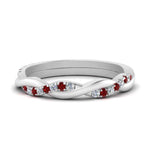 Load image into Gallery viewer, twisted-diamond-wedding-band-with-ruby-in-white-gold-FDENS3301BGRUDR-NL-WG.jpg
