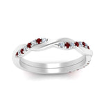 Load image into Gallery viewer, twisted-diamond-wedding-band-with-ruby-in-white-gold-FDENS3301BGRUDR-NL-WG.jpg
