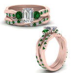 Load image into Gallery viewer, twisted-emerald-cut-diamond-wedding-band-with-emerald-in-rose-gold-FDENS3301EMGEMGR-NL-RG.jpg
