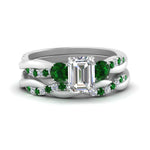 Load image into Gallery viewer, twisted-emerald-cut-diamond-wedding-band-with-emerald-in-white-gold-FDENS3301EMGEMGR-NL-WG.jpg
