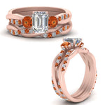 Load image into Gallery viewer, twisted-emerald-cut-diamond-wedding-band-with-orange-sapphire-in-rose-gold-FDENS3301EMGSAOR-NL-RG.jpg
