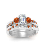 Load image into Gallery viewer, twisted-emerald-cut-diamond-wedding-band-with-orange-sapphire-in-white-gold-FDENS3301EMGSAOR-NL-WG.jpg
