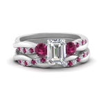 Load image into Gallery viewer, twisted-emerald-cut-diamond-wedding-band-with-pink-sapphire-in-white-gold-FDENS3301EMGSADRPI-NL-WG.jpg

