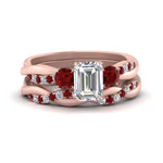 Load image into Gallery viewer, twisted-emerald-cut-diamond-wedding-band-with-ruby-in-rose-gold-FDENS3301EMGRUDR-NL-RG.jpg
